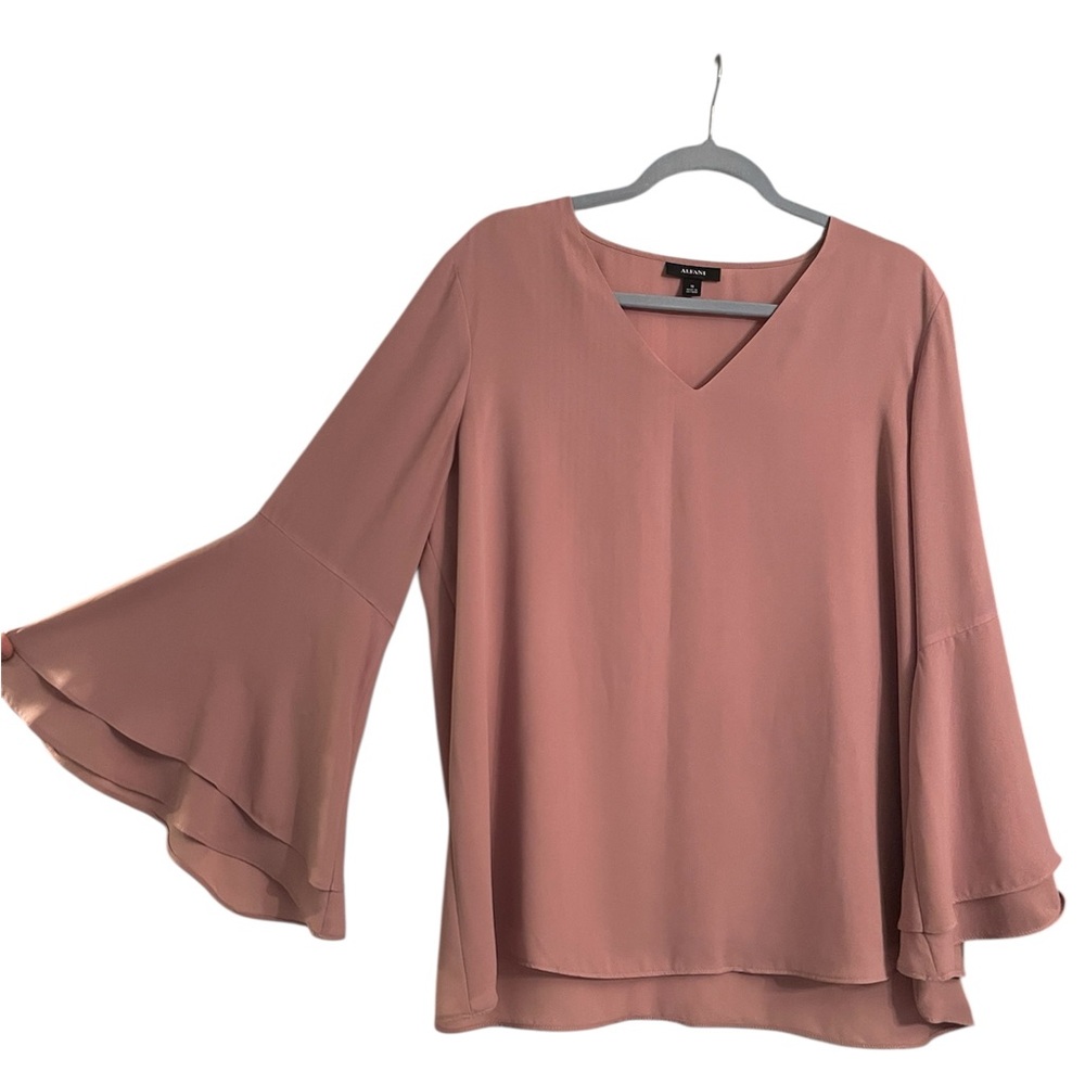 Alfani Pink Ruffled Bell Sleeve Blouse